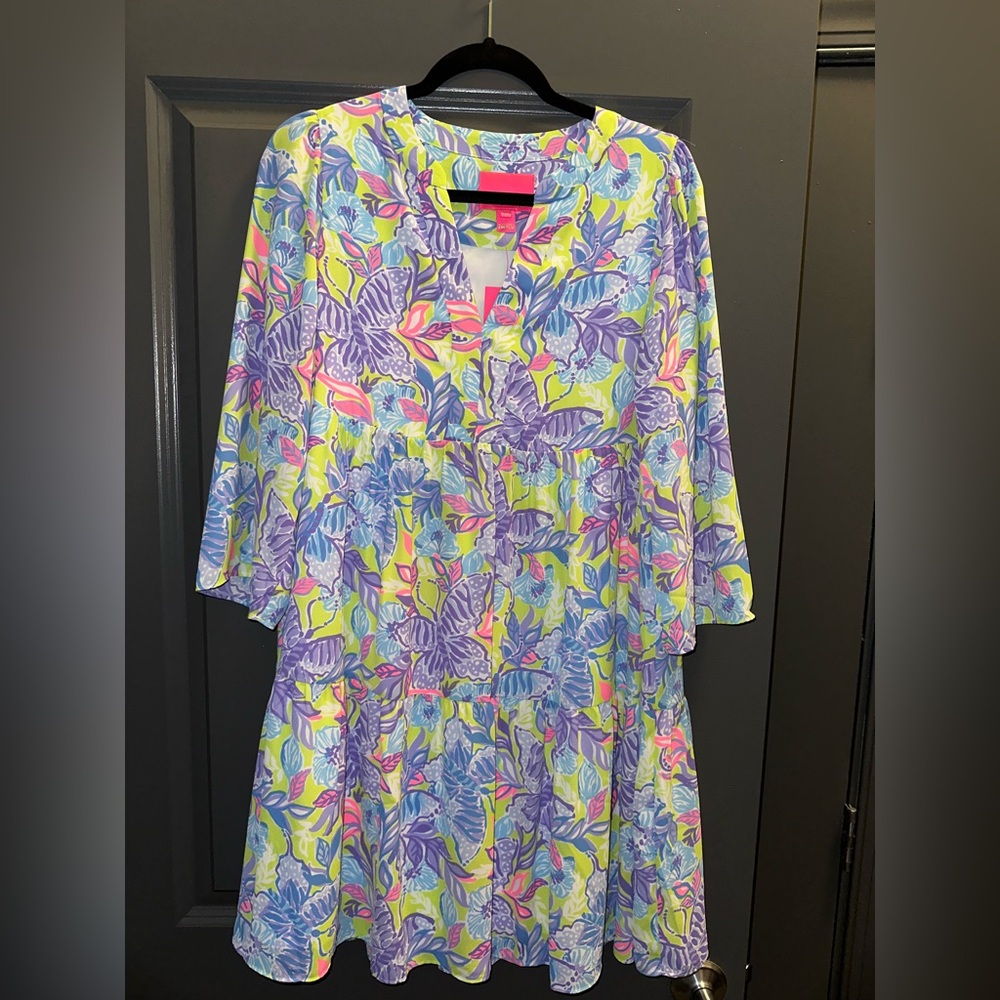 NWT Lilly Pulitzer Martine 3/4 Sleeve Medium Dress in pattern dew drop